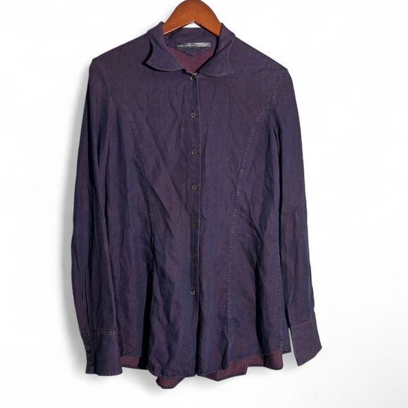 Y2K Theyskens’ Theory Button Down Shirt Plum S - Picture 2 of 8
